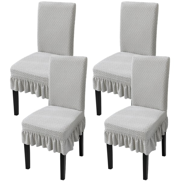 Chair Covers with Pleated Skirt Fashion Stretch Fitted Chair Slipcover Elastic Removable Washable Chair Protector Soft Touch Seat Covers