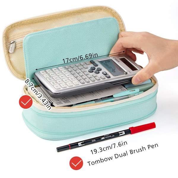 Pencil Case Stort Penalhus Kontor College Stor Opbevaringstaske Pose Holder Boks Organizer til Studerende