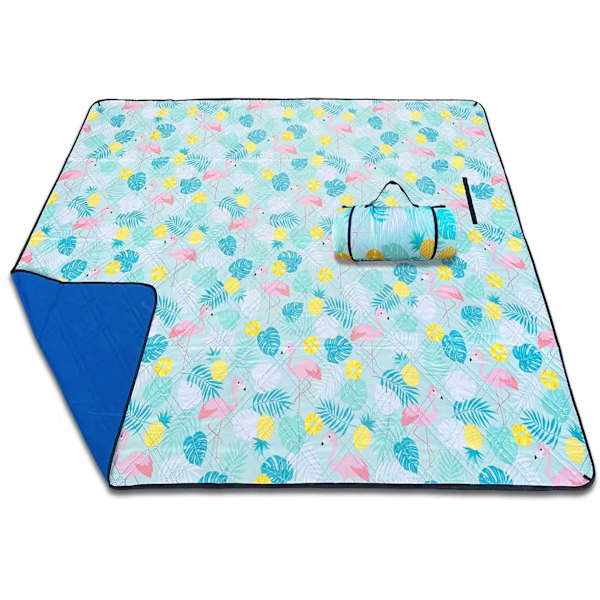 Picnic Tæppe Sandtæt Strandtæppe Vandtæt 200x200 cm 3 Lag, Sandtæt Strandtæppe (Flamingo)