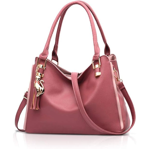 Hobos og skuldertasker til kvinder Modehåndtasker Stor Tote Bag Dame skuldertaske Leather Pink