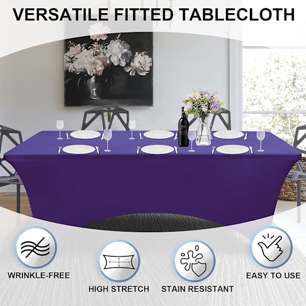 6ft Spandex Duk, Tvättbar Rektangulär Stretch Trestle Bordsduk för Bankett, Bröllopsfest Högtidsevenemang