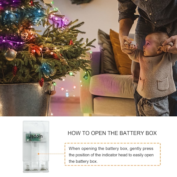 Ljusslingor, 2 st 50 LED Batteridrivna Ljusslingor Koppartråd Ljus för Bröllop Jul, Träddekoration (5M/16ft 50st/Multi-Färgad)