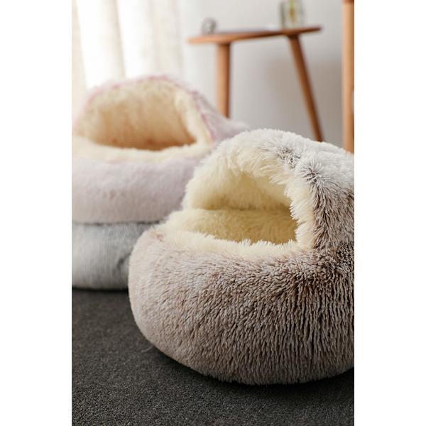 Mjuk Kattkorg Anti Stress Extra Mjuk Katt Lugnande Kattsäng Hundkorg XL Soffa Bekväm Tvättbar Katt Hus Kattkudde, Halkfri (40cm, Rosa-Plysch)