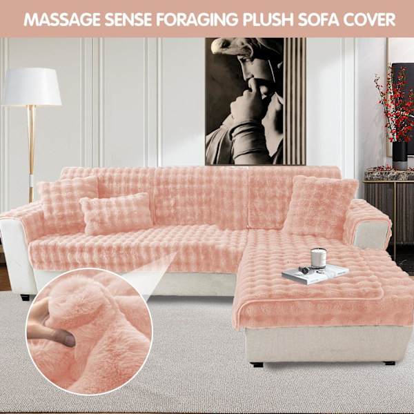 Tjocka Kanin Plysch Sofföverdrag 1 2 3-sits, Halkfria Sofföverdrag, Roligt Luddigt Sofföverdrag, Varma Sammet Soffkuddöverdrag (90x90cm) Pink 90*90cm