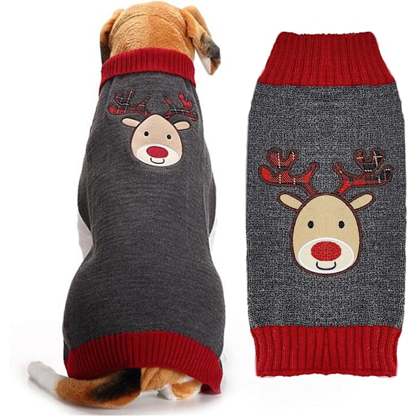 Hunde-Julegenser, Juleklær til kjæledyr, Søt Grå Rein-Hunde-Katt-Kostyme Nyttårsgaver, For Små, Mellomstore og Store Hunder Gensere (xl, Grå Rein)