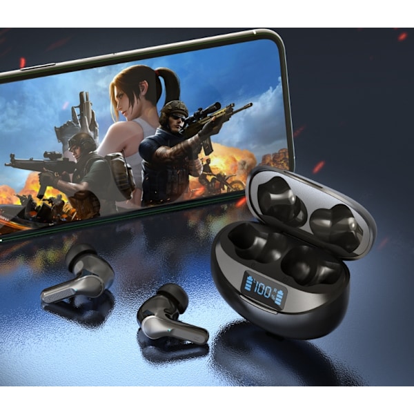 Trådlösa Hörlurar Öronproppar - Bluetooth 5.3 USB C Hörlurar Touchkontroll med Mikrofon Hi-Fi Stereoljud Dubbel LED-Display Vattentät
