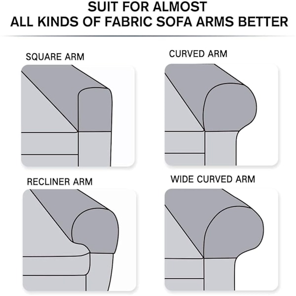 Armstödsskydd, Set med 2 Stretchiga Armstödsskydd för Soffa och Fåtölj, Möbelskydd, Halkfria Armstödsskydd för Soffa, Spandex Polyester Överdrag