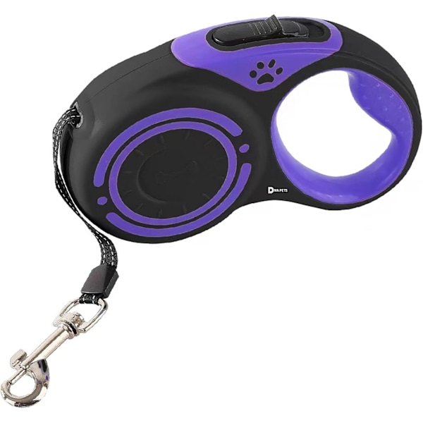 Retractable Dog Lead - Leash with Swivel Hook for Safe and Stylish Walks - Ideal for Daily Walking (Black/Purple, 3M)