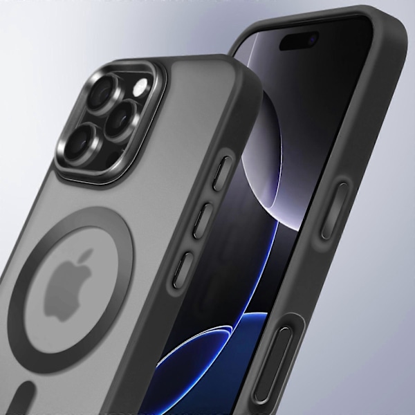 MagSafe-kotelo iPhone 16 Pro -puhelimelle, matta takakuori, himmeä, musta