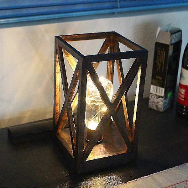 Batteridrevet LED Vintage Lantern Bordlampe med Timer - Rustikk Landstil