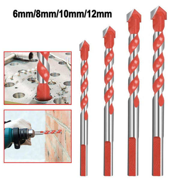 12 stk Carbide Twist Drill Bit Set (12mm, 10mm, 8mm, 6mm) for vegg, speil, metall, fliser, tre, marmor, glass