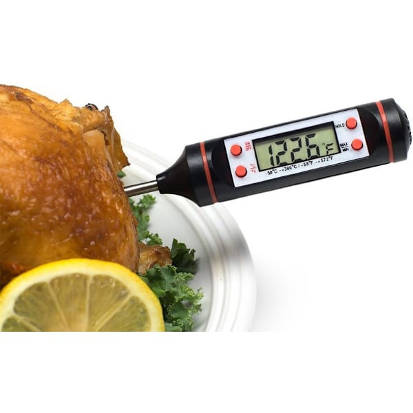 Kökstermometer Digital Kötttermometer med Rostfritt Lång Sond och Noggrann LCD-skärm för Vätskor, Kött, Mjölk, Grill, Matlagning, Grillning