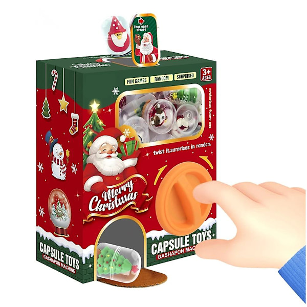 Julegave, juleleker Gashapon-maskiner med 6 tilfeldige kapsel-leker Egg-vridende maskin pappeske Overraskelse Blind boks