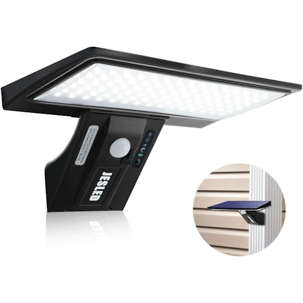 Utendørs Solcellelampe, 90 LED Solcellelampe Solcelledrevet Lampe Vanntett 2600mAh, USB-lading, Utendørs Solcellevegglampe for Hage Gjerde Port Terrasse