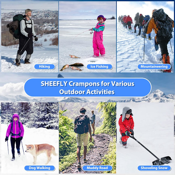 Stegjern Issko Traction, 19 Pigge Snegreb Isgreb Traction Rustfrit Stål Anti-Slip Pigge til Sko og Støvler, Microspikes, M M