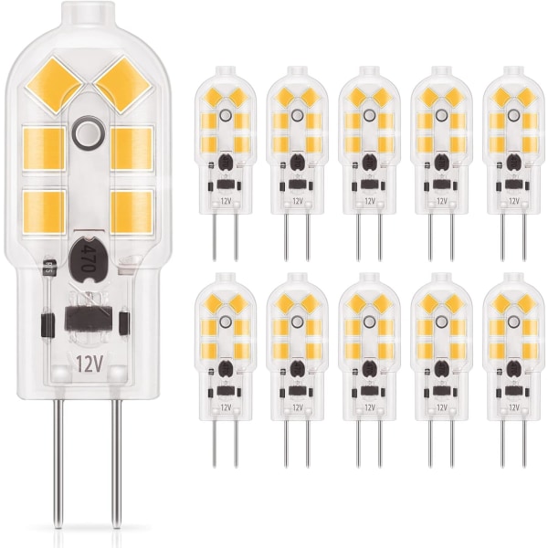 G4 LED-lampa 1,5W, varmvit 3000K, AC/DC 12V belysningslampor motsvarande 20W halogen, 180LM, ej dimbar, 10 stycken
