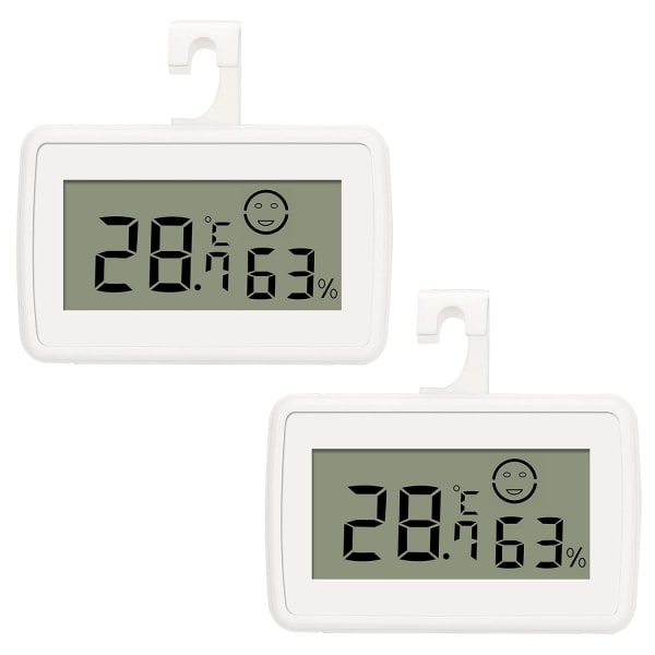 Mini Digital LCD-termometer Hygrometer Temperatur Luftfuktighet Bärbar termohygrometerindikator med Max/Min Records för kontorskylskåp (2 st)