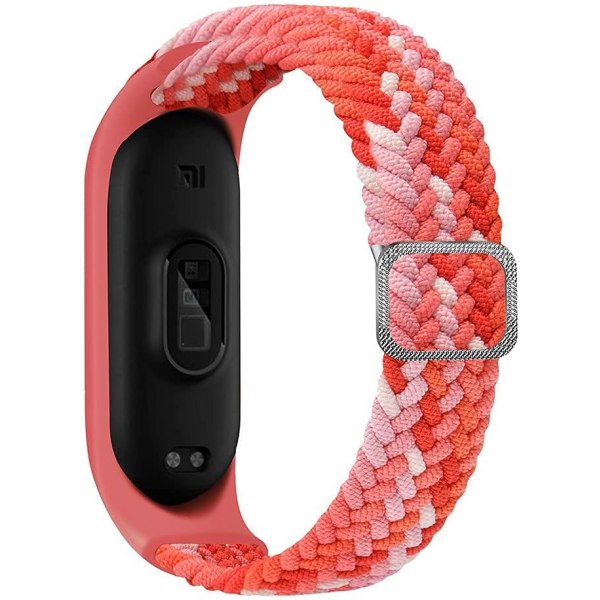 färgglad röd Flätad Solo Loop Strap Kompatibel för Xiaomi Mi Band 6 5 4 3, Justerbar Nylon Elastisk Sport Ersättningsarmband