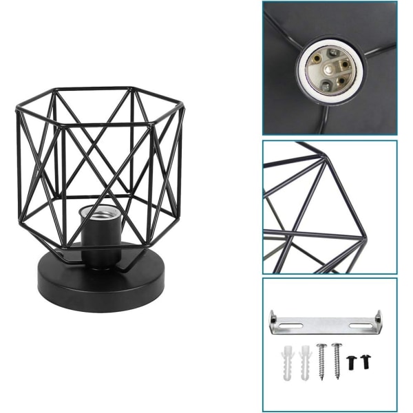 Vintage industriell taklampa metallskärm Design ljusarmatur E27 taklampa 20 CM, svart