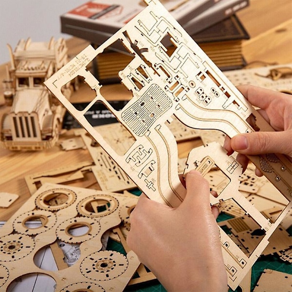 3D Trä Bil Djur Pussel Jigsaw Trämodellbyggsats Leksak DIY Självmonteringsmodell