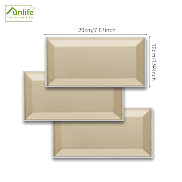20X10cm 27 st självhäftande överföringsdekaler för kakel, vattentäta PVC-kakeldekaler för bakstycke för hem och kök, beige marmor