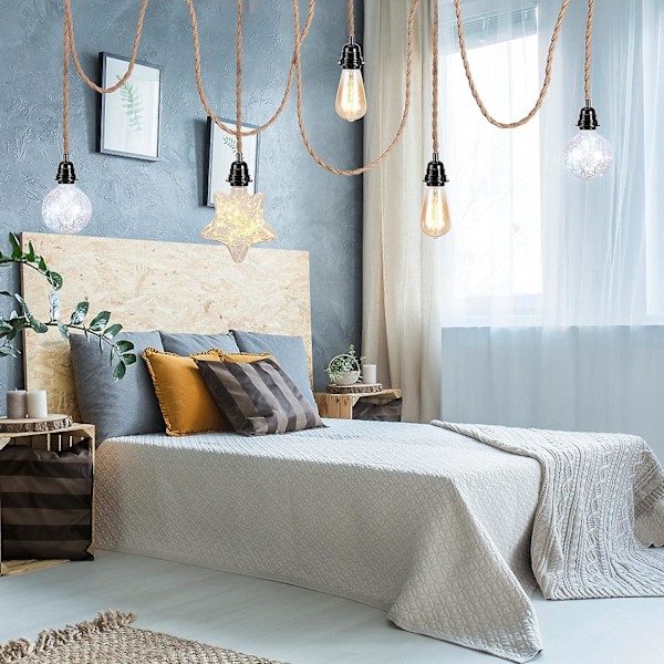 4,5 m 2-ledare Linne Elektrisk Kabel, Med E27 Sockel Och Strömbrytare, För DIY Lampa (utan Glödlampa)