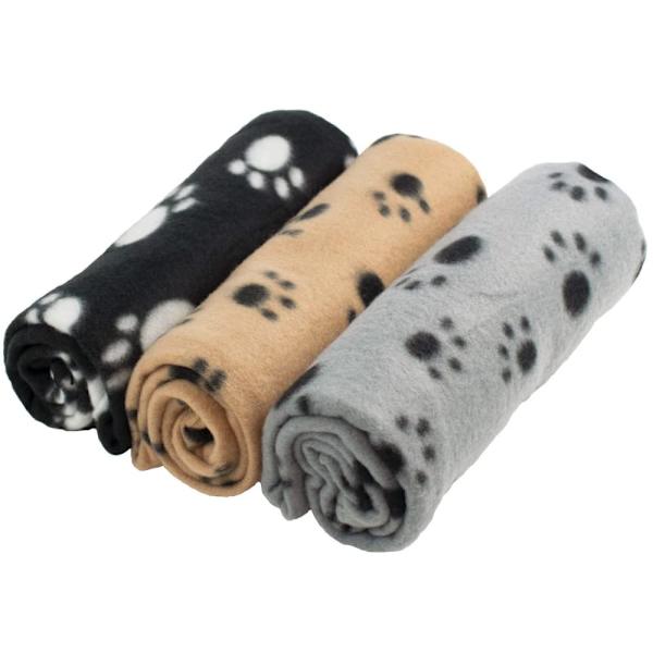 Store Bløde Plys Tæpper til Hunde, Katte, Kaniner og Andre Kæledyr - En God Tilføjelse til Dit Kæledyrs Seng, Flerfarvet, 3 Enheder, 70 x 100 cm