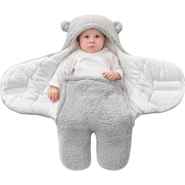 Baby Hettepledd, Teddybjørn Baby Svøpe, Vogn Mottakspledd, Fleece Sovepose, Sekk, Babyklær for Gutter og Jenter Gray