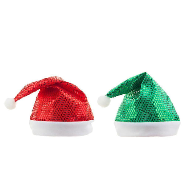 2 Pcs Red and green Sequin Santa Hat Christmas Tree Hat Sequins Christmas Hat Adult Holiday Hat Xmas Party Hats