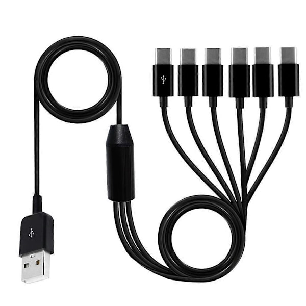 USB2.0 Type A Hann til 6 Type-C UsbC Hann Y Splitter Data Synkronisering og Ladekabel Adapter 1.5m