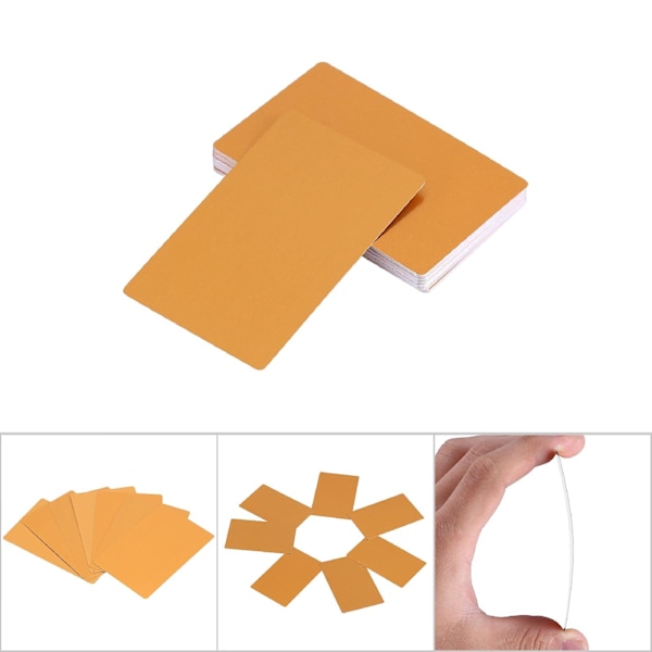 50 stk. Tykke 0,22 mm sublimeringsmetal visitkort, blanke inkjet-printbare kort, vandtæt aluminiumslegering ID-kort visitkort uden chip (gul)