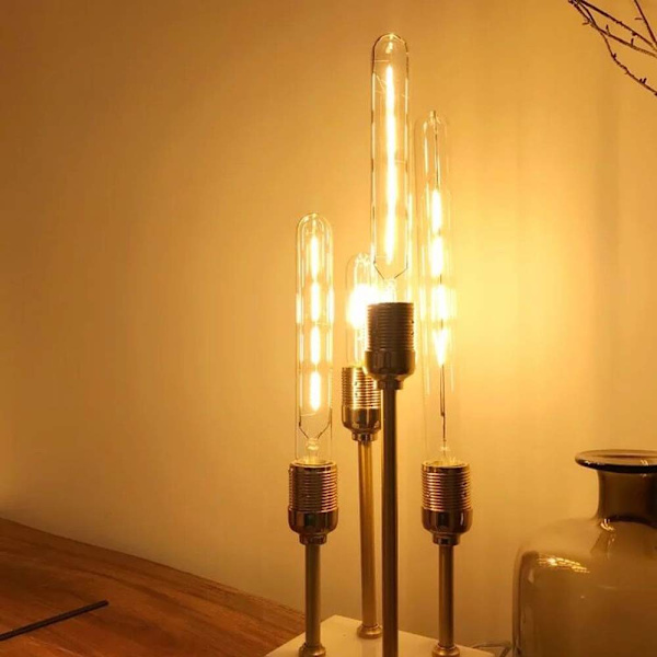 Sæt med 5 lange rørformede LED-pærer, 4W, svarende til 40W glødepære, E27-sokkel, varm hvid 2700K, 400LM, transparent glas, AC 220-240V