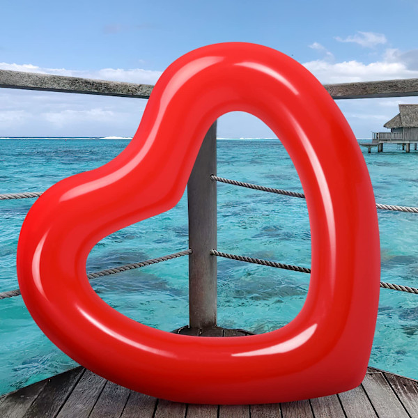 Uppblåsbara Badringar, 120 x 100 cm Hjärtformad Pool Float Loungers Tub, Vattenlek Strandfest Leksaker för Barn, Vuxna