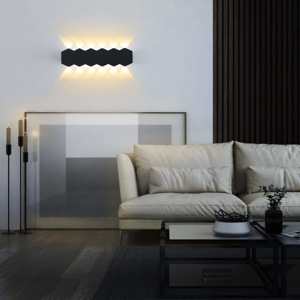 12W LED 31cm hvid indendørs væglampe Moderne Lampe Up Down Spot Aluminium Væglampe Vægbelysning Varmt hvidt lys 3000K