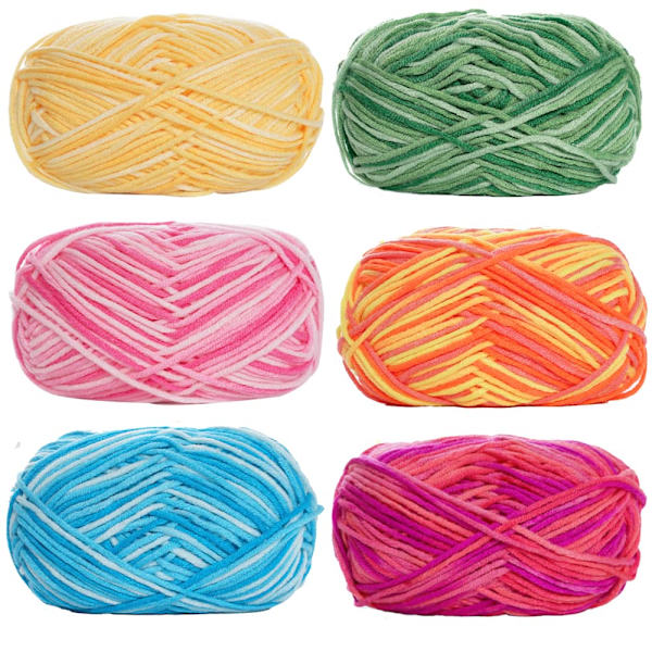 Stickgarn 6 x 50g Boll Dubbel Stickgarn Färgad Virkgarn Mjukt Garn Set för Stickning Hantverksprojekt, Kläder, Filtar, Halsduk, A A