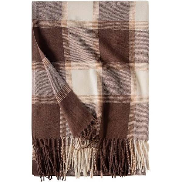 Vinter Tartan Tørklæde til Kvinder, Cashmere-lignende Tørklæder, Lange Varme Slå-om, Pashmina Kvast-sjal, Stola, Valentinsdagsgaver, Tørklæder, Julegave Drak Khaki