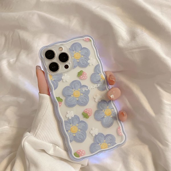 Kompatibelt med iPhone 11 Skal för Kvinnor Flickor, Sött Blommönster Mode Slim Mjukt Silikon TPU Skyddsskal för iPhone 11 6.1＂-Blå