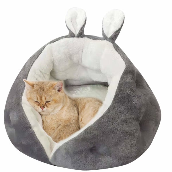 Katt-/hundsäng Kattsoffa med djup sömn för vintern Mjukt och bekvämt husdjur (50 * 50 * 35 cm, grå)