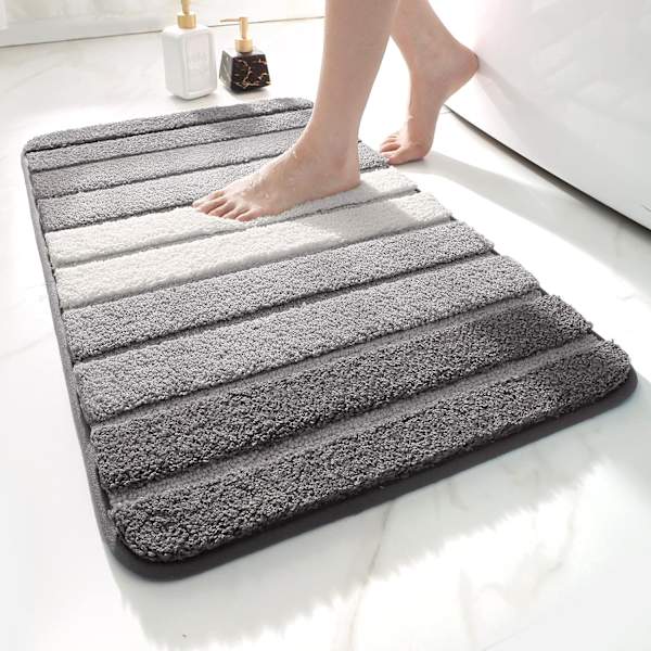 Bademåtte 60 x 90 cm Skridsikker Bademåtte Super Absorberende Vand, Maskinvaskbar, Mikrofiber Absorberende Badeværelsesgulvmåtte 60*90cm