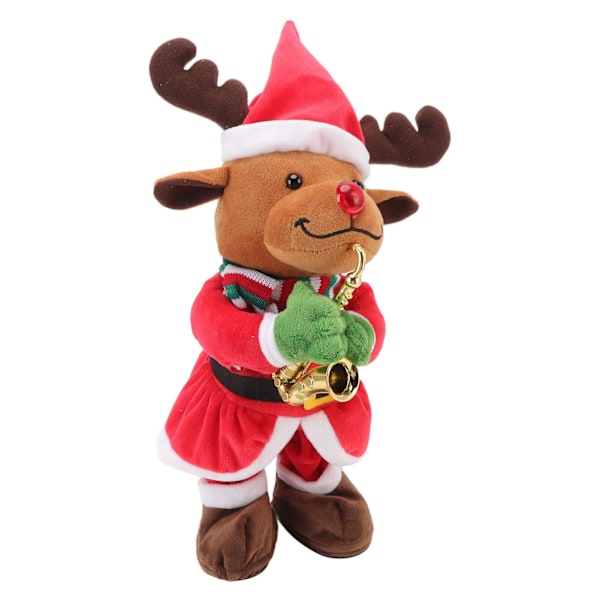 Electric Music Christmas Toy Doll 8 Songs Continuous Play Dancing Singing Glowing Swinging Plush Toy for Kids Adults Christmas Elk