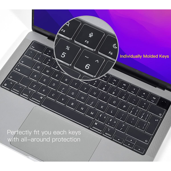 Premium Ultra Thin Keyboard, Cover för 2023 2022 2021 Apple MacBook Pro 14\" Model Keyboard Layout Protector Skin -Clear