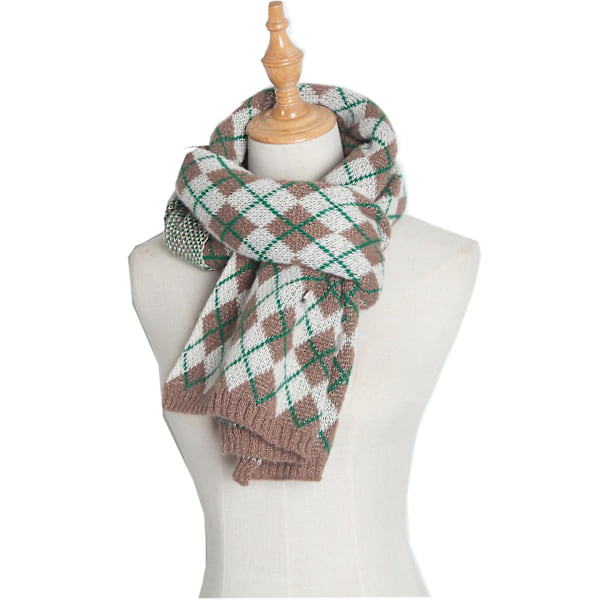 Myk skjerf for kvinner, klassisk frynse-ruter, vinter, julegave green