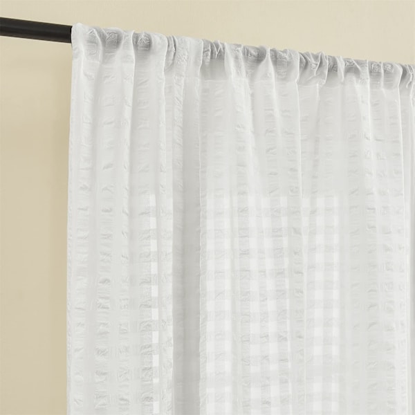 Hvite Retro Lace Voile Gardiner Myke Pom Pom Nett Gardiner for Vinduer Lin Eylett Korte Gjennomsiktige for Soverom Stue Patio Dør, 117×160cm