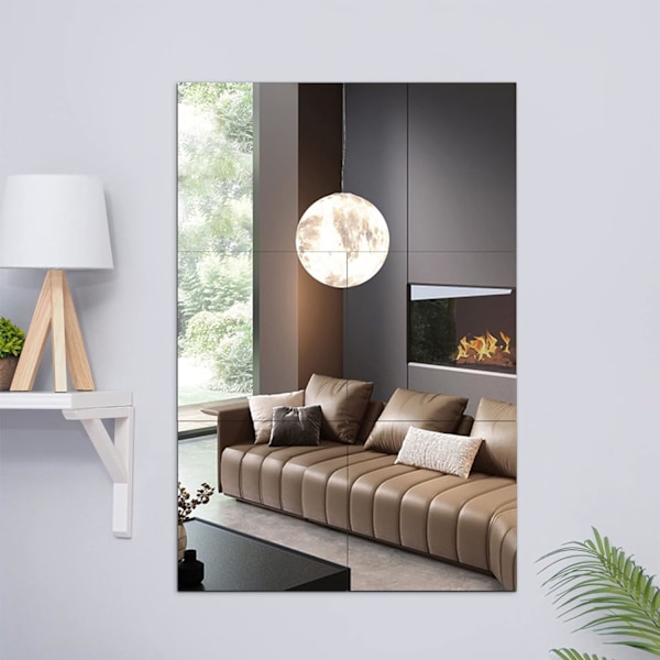 4 stk Selvklebende Flispeil 20 x 20cm, Klebespeil Speilfliser Speil av Akryl Dekorspeil Veggdekorasjon