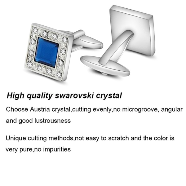 Morsdag Mansjettknapper for Kvinner og Menn Swarovski Krystall Firkantede Blå Mansjettknapper Klassisk Skjorte Dress Mansjettknapper Bryllup Bursdag Forretningsgaver