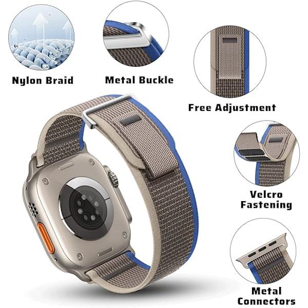 Pakke Kompatibel med Apple Watch-reimer for kvinner og menn, Nylon Stoff Sport Erstatningsreim for iWatch Ultra SE Serie 9/8/7/6/5/4/3/2/1 Black Gray,Yellow Beige,Blue Gray 42/44/45/49mm