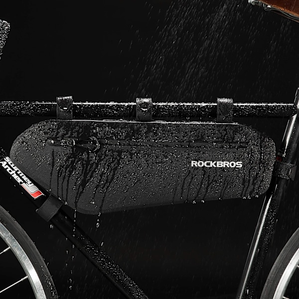 Vandtæt Cykelrammetaske, Trekantet Taske, Ca. 3 Liter, Sort Black