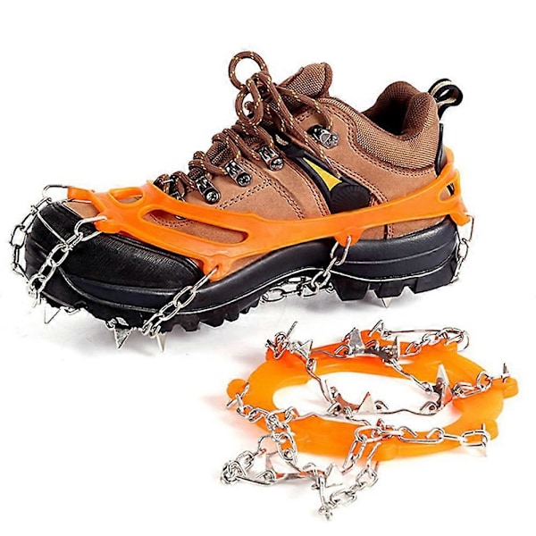 Snøgrep Kløe Over, Støvle Kløe Gummi Pigger Anti Skli, 10 Stål Pigger Brodd (Oransje, Størrelse 38-43) Size 38-43