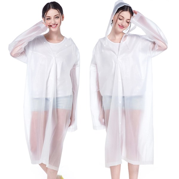 EVA Regnponchos för Vuxna, 2-pack Återanvändbara Regnrockar med Huvor och Ärmar Lättvikts Regnjacka