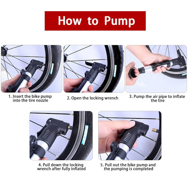 Cykelpumpe Mini Cykelpumpe, Aluminium Mini Cykelpumper Kompatibel med Universal Presta og Schrader, Cykelpumpe til Bold, Svømmebøjler